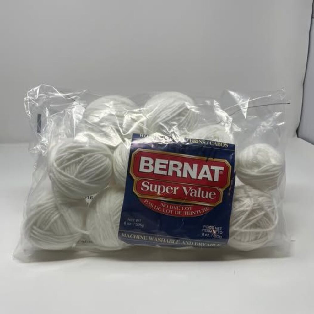 Yarn Bernat Super Value 8oz Acrylic White 1 Skein